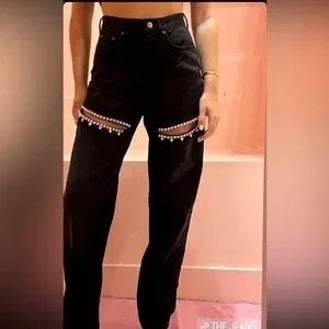AREA | Jeans | Area Nyc Crystal Slit Jean Size 25 | Poshmark